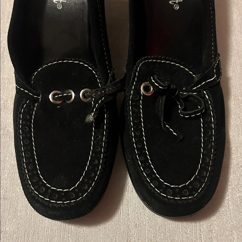 Alexandra Bartlett Women’s Black Wedge 2000s Vintage Styled Loafers Size 8